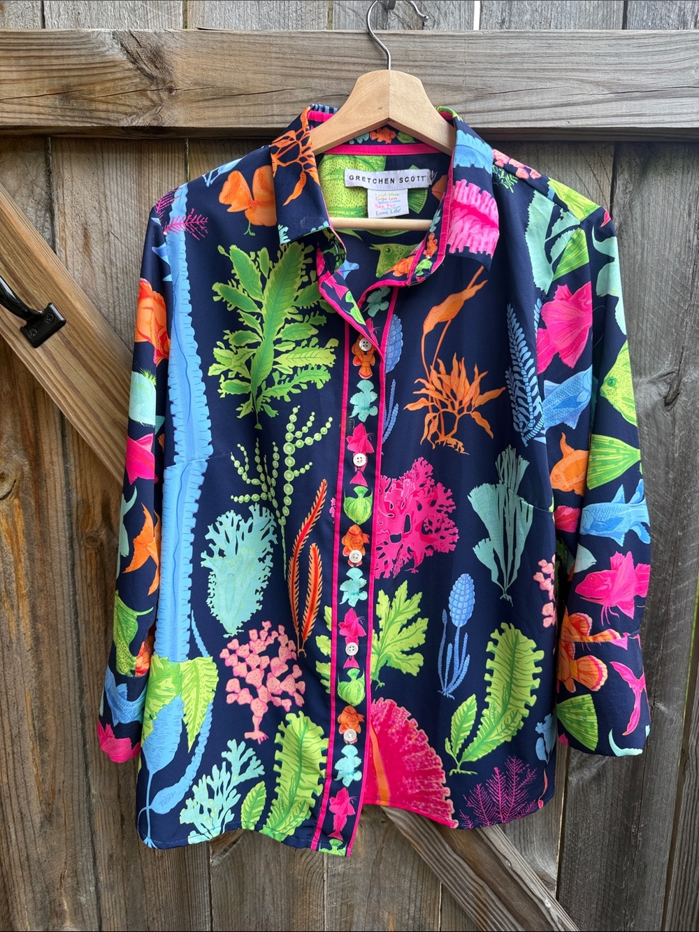 Gretchen Scott Jungle Symphony Boyfriend Button Down Shirt